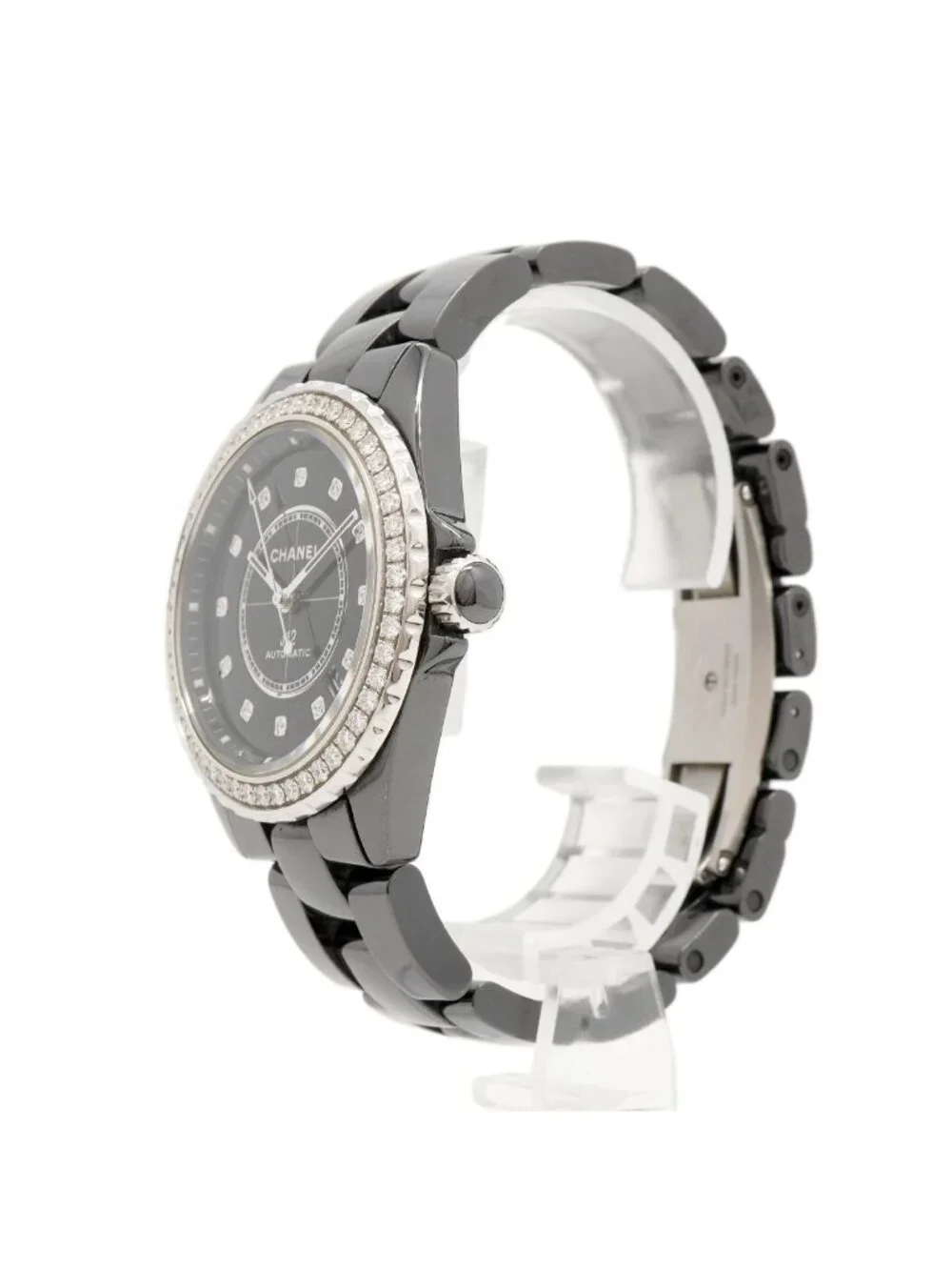 Chanel Caliber 12.1 Diamond Bezel Black Dial Watch